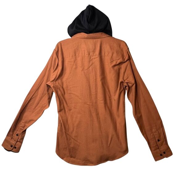 Nomad Shirt Mens Medium Timber Brown Black Hooded Flannel Ripstop Pockets New - Picture 2 of 10